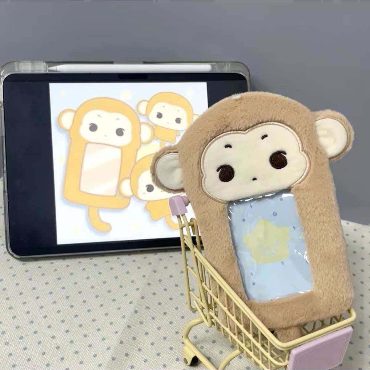 Cute Anime Merchandise - Porte-cartes en peluche avec petit singe
